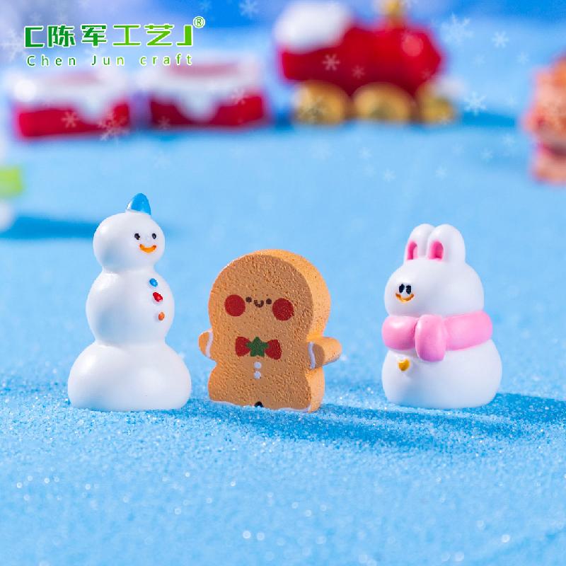 Phụ Kiện Tiểu Cảnh 跨境新品微景观创意雪人麋鹿圣诞节 DIY装饰品配件迷你树脂小摆件