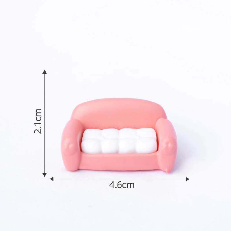 Tiểu cảnh sofa phòng khách màu hồng, búp bê DIY, phụ kiện bàn tiểu cảnh mini đáng yêu (ZC-205)
