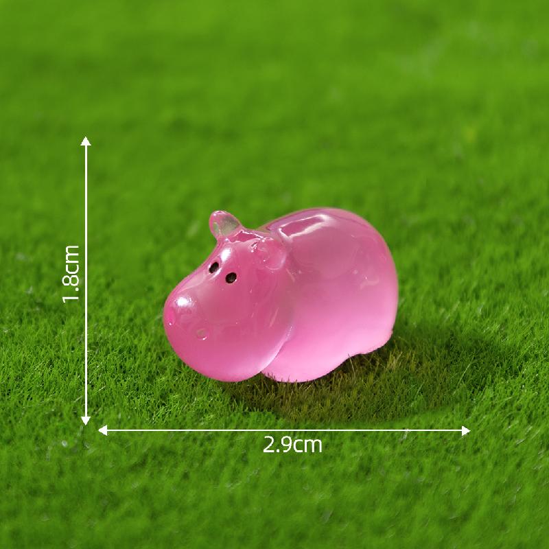 Tiểu cảnh hà mã phát sáng DIY, phụ kiện tiểu cảnh mini resin garden treo bàn cute micro (ZC-1409)