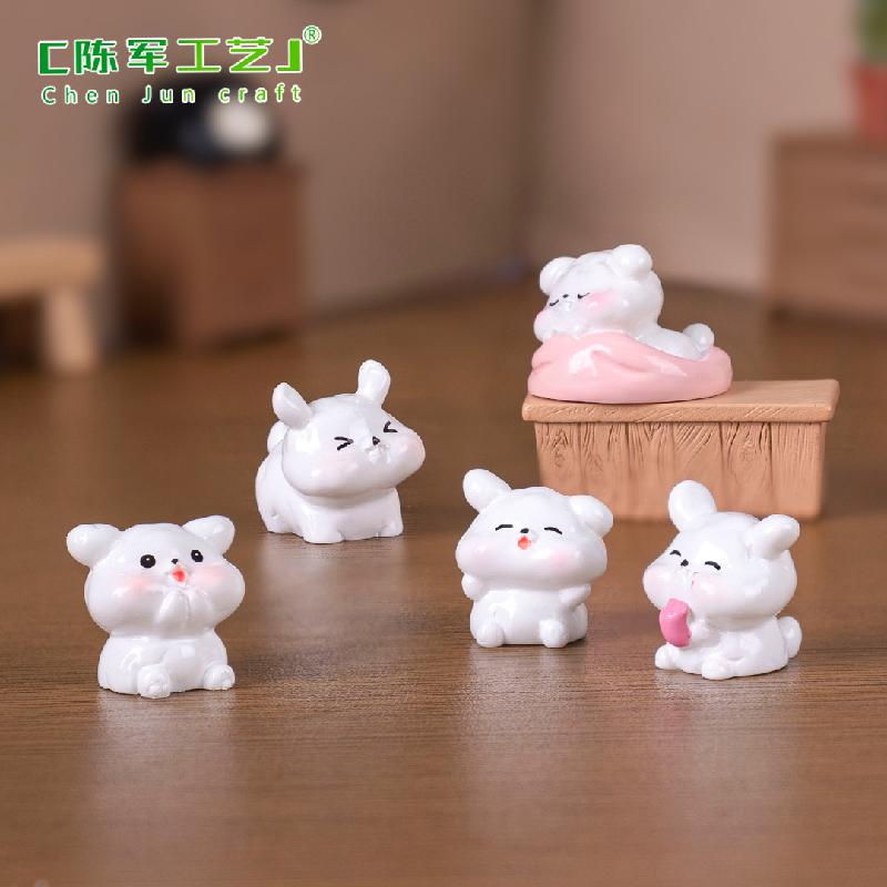 Phụ Kiện Tiểu Cảnh 微景观创意可爱小白狗公仔萌粒 DIY装饰品配件迷你车载桌面小摆件