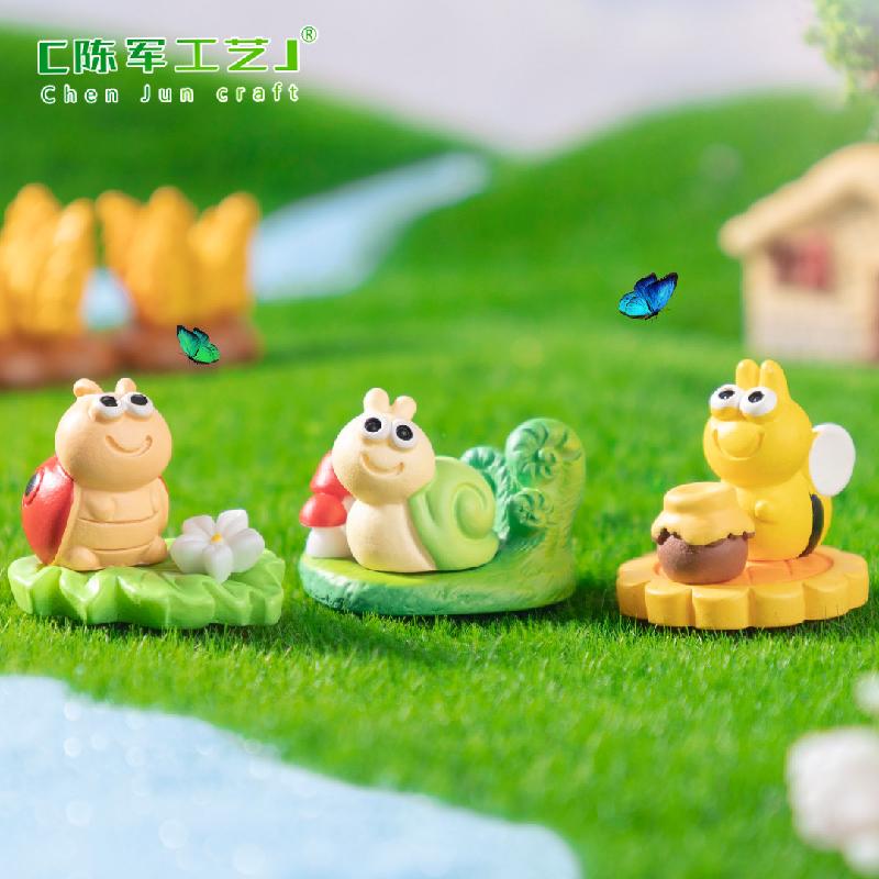 Phụ Kiện Tiểu Cảnh 微景观创意小昆虫小蜜蜂蜗牛园艺造景 DIY装饰品挂配件迷你小摆件
