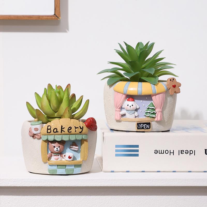 Chậu Cây Resin Chậu cây mọng nước resin trang trí sân vườn, chậu cây mini ban công, tiểu cảnh DIY (RG-27)