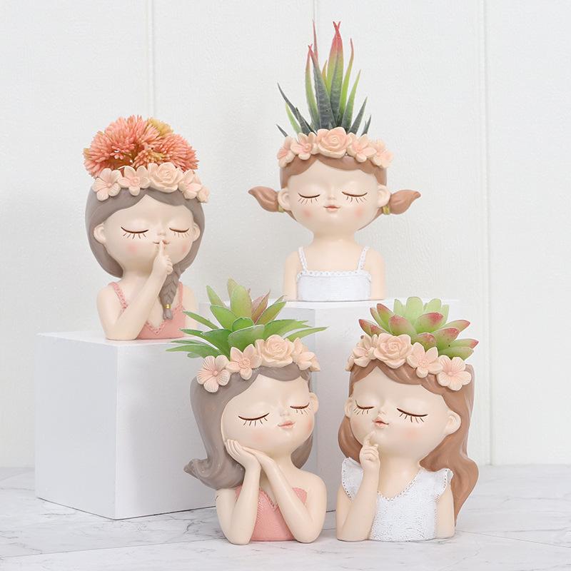 Chậu Cây Resin Chậu cây mọng nước hình hốc cây và động vật resin, chậu mini trang trí cửa sổ và sân vườn (RG-194)
