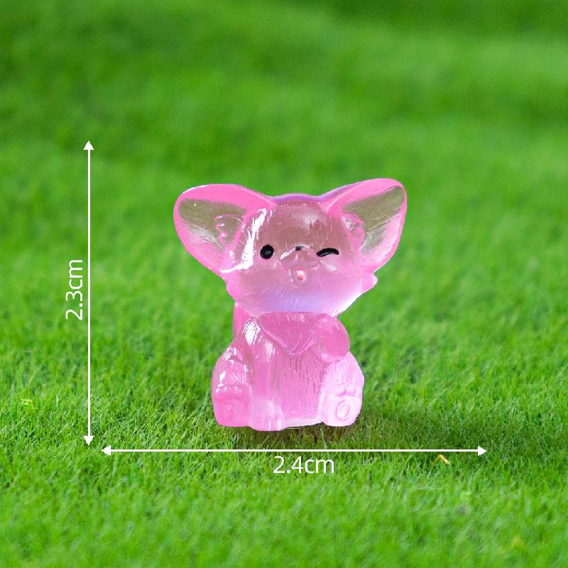 Tiểu cảnh cáo tai lớn phát sáng DIY, phụ kiện tiểu cảnh mini garden resin treo bàn cute (ZC-1423)