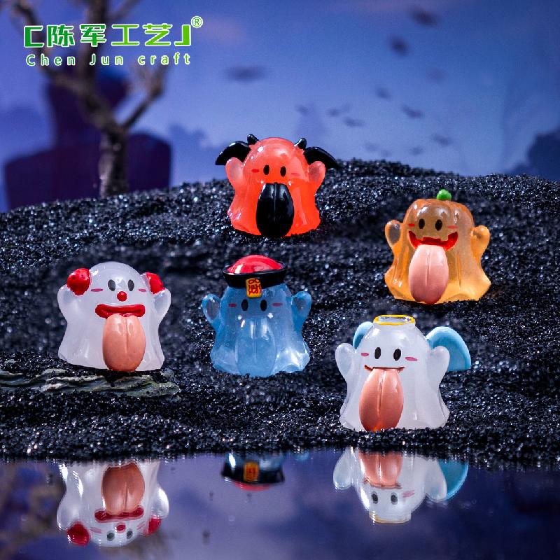 Phụ Kiện Tiểu Cảnh 跨境外贸微景观创意夜光大舌头幽灵万圣造景 DIY装饰品配件小摆件