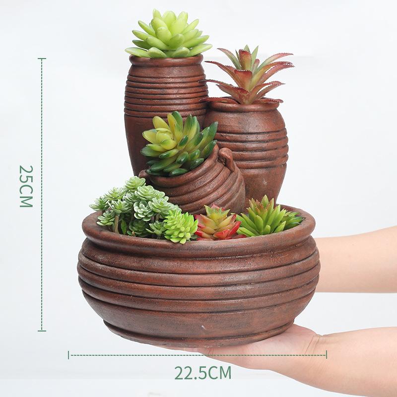 Chậu Cây Resin Chậu cây resin giả chum đất nung, chậu mọng nước mini, trang trí ban công và tiểu cảnh (RG-257)