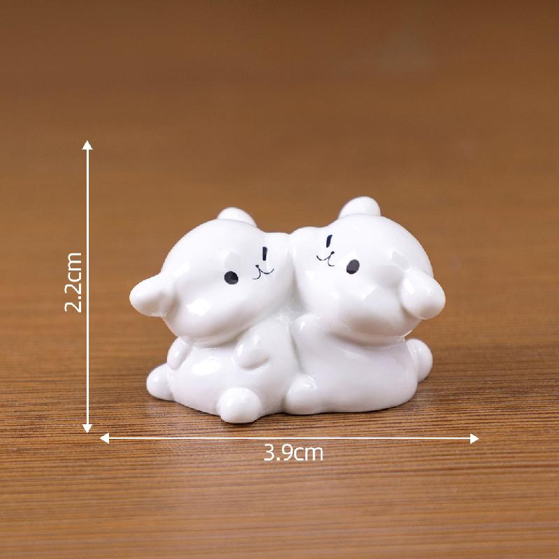 Tiểu cảnh cún trắng nằm DIY, phụ kiện tiểu cảnh mini xe bàn resin garden đáng yêu cute (ZC-1418)