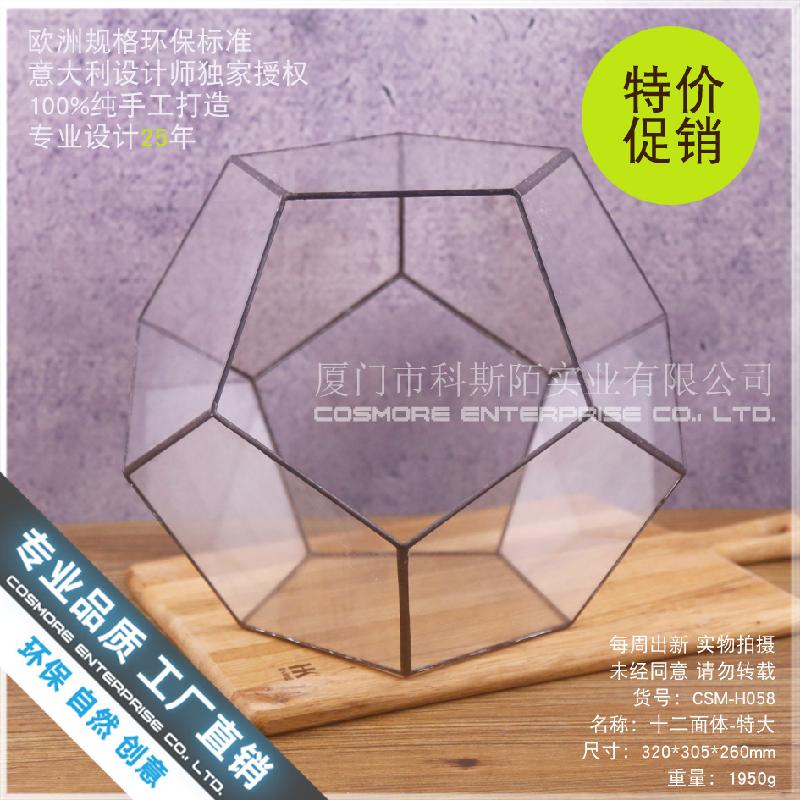 Chậu Đa Giác Nhà kính 12 mặt siêu lớn Terrarium rêu cảnh (DG-204)