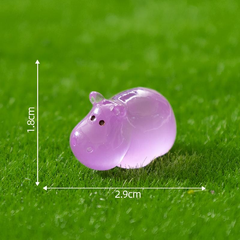 Tiểu cảnh hà mã phát sáng DIY, phụ kiện tiểu cảnh mini resin garden treo bàn cute micro (ZC-1409)