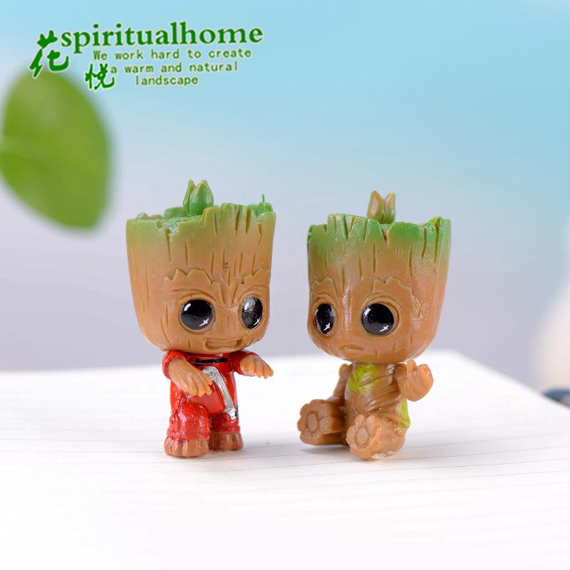 Phụ Kiện Tiểu Cảnh 微景观树人卡通钥匙扣挂件摆件DIY多肉植物装饰树怪摆件创意盆景