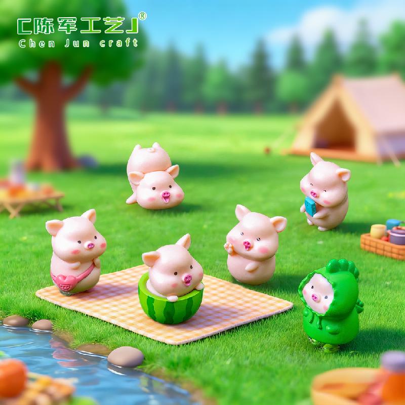 Phụ Kiện Tiểu Cảnh Tiểu cảnh heo dễ thương, túi xách và dưa hấu mini PVC (ZC-141)
