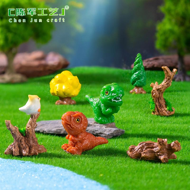 Phụ Kiện Tiểu Cảnh 跨境新品微景观创意写实恐龙树桩园艺造景 DIY装饰配件迷你小摆件
