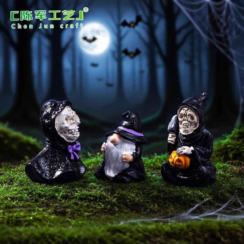 Phụ Kiện Tiểu Cảnh 跨境新品微景观创意木乃伊骷髅萌粒万圣节 DIY装饰配件迷你小摆件