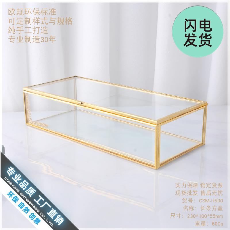 Chậu Đa Giác Hộp kính trang sức viền vàng (DG-27)