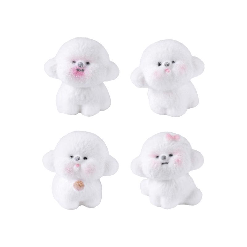 Tiểu cảnh cún trắng lông mềm, búp bê DIY, phụ kiện bàn xe hơi tiểu cảnh mini (ZC-368)