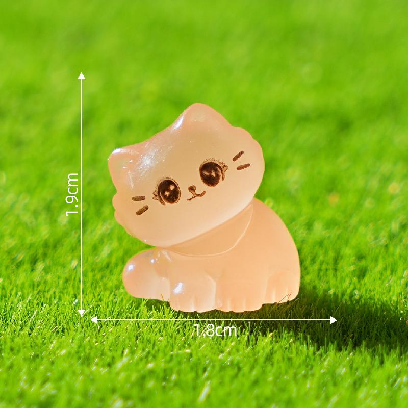 Tiểu cảnh mèo con nghiêng đầu phát sáng DIY, phụ kiện sân vườn tiểu cảnh mini (ZC-751)