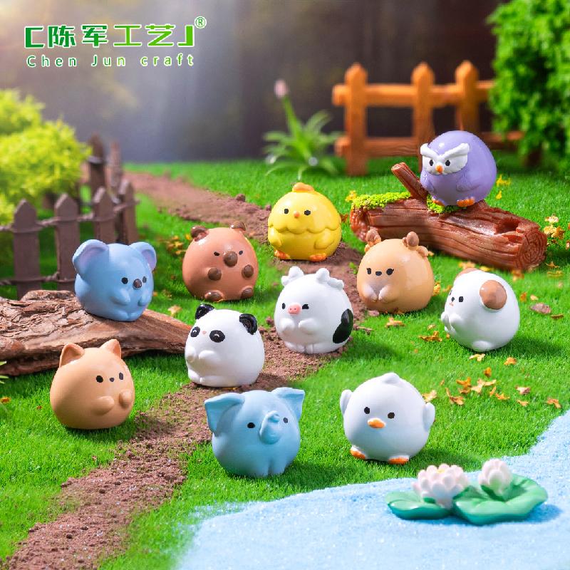 Phụ Kiện Tiểu Cảnh 微景观创意可爱圆嘟嘟熊猫小狗小动物 DIY装饰配件迷你桌面小摆件