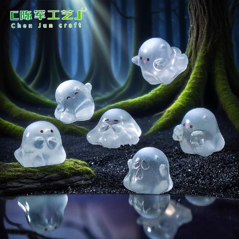 Phụ Kiện Tiểu Cảnh 微景观万圣夜光透色可爱小幽灵公仔萌粒 DIY装饰品配件桌面小摆件