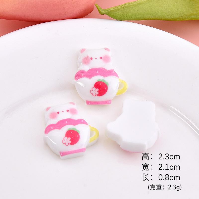 Gấu dâu hoa anh đào resin, phụ kiện DIY (NX-622)