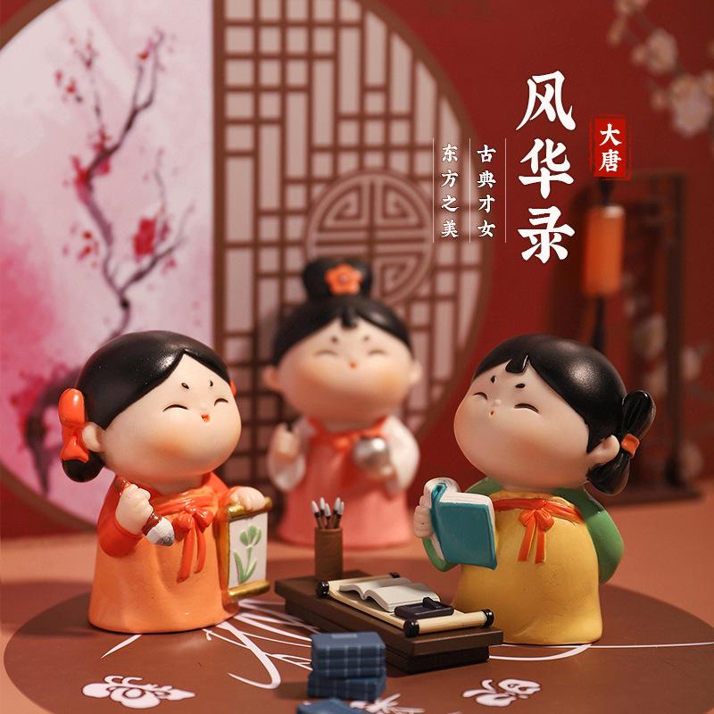 Chậu Cây Resin Mô hình mỹ nữ nhà Đường PVC, đồ chơi blind box, tượng trang trí hoạt hình và đồ sưu tầm (RG-156)