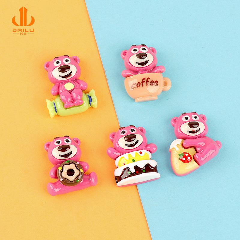 爆款草莓熊diy树脂配件 手机壳饰品洞洞鞋发夹保温杯汽车装饰材料