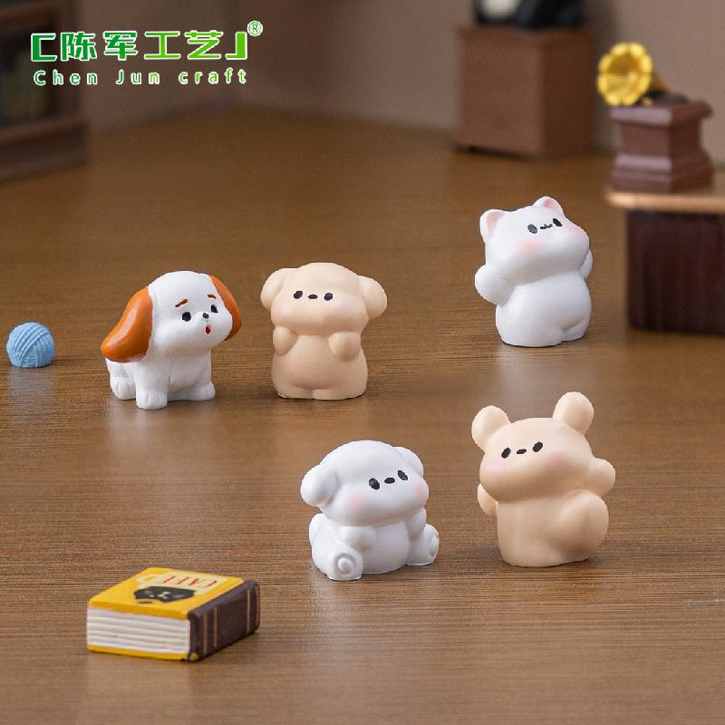 Phụ Kiện Tiểu Cảnh 微景观创意可爱小猫小狗公仔娃娃屋 DIY装饰品配件迷你桌面小摆件