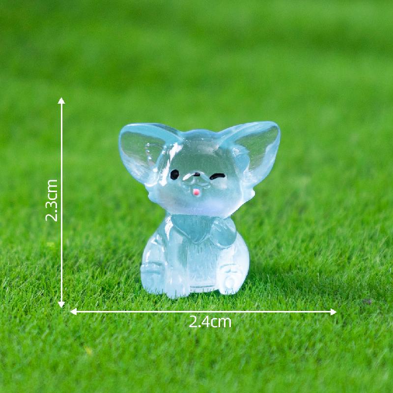 Tiểu cảnh cáo tai lớn phát sáng DIY, phụ kiện tiểu cảnh mini garden resin treo bàn cute (ZC-1423)