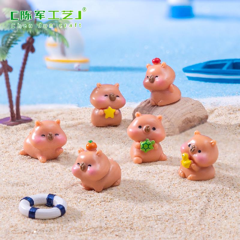 Phụ Kiện Tiểu Cảnh 微景观创意简单卡皮巴拉公仔 DIY装饰品挂配件迷你车载桌面小摆件