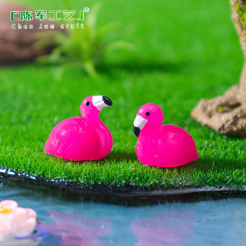 Phụ Kiện Tiểu Cảnh 跨境外贸微景观创意迷你火烈鸟公仔萌粒 DIY装饰品配件树脂小摆件