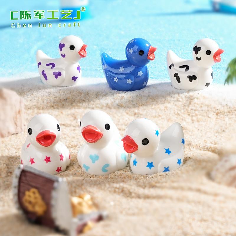 Phụ Kiện Tiểu Cảnh 外贸新品微景观创意国旗星星卡通小鸭子 DIY装饰品迷你树脂小摆件