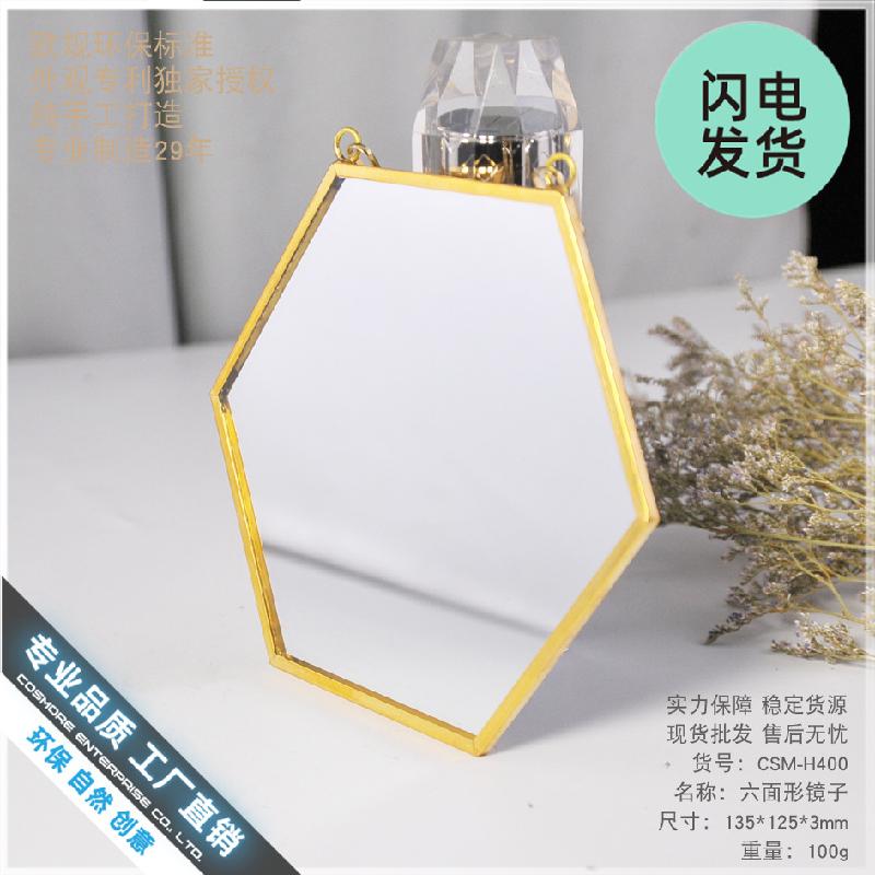 Chậu Đa Giác Gương lục giác vàng phong cách Bắc Âu (DG-126)