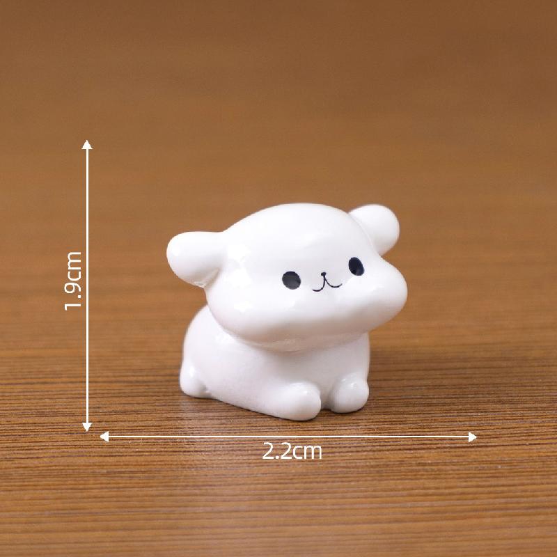 Tiểu cảnh cún trắng nằm DIY, phụ kiện tiểu cảnh mini xe bàn resin garden đáng yêu cute (ZC-1418)