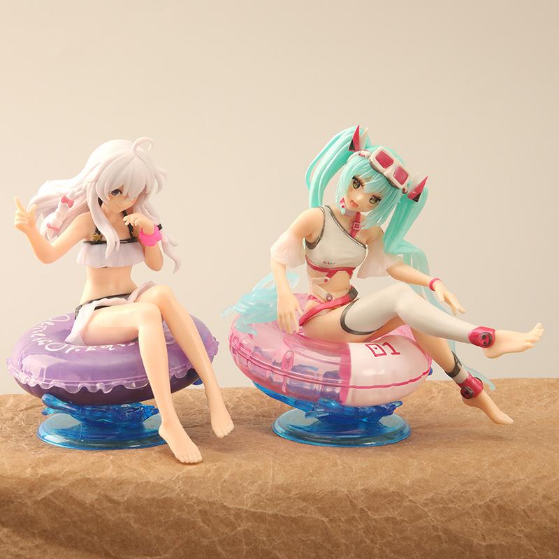 2 bộ đồ chơi tay của nữ giới ngồi trên vòng bơi, nhân vật hoạt hình Cardcaptor Sakura Yui Rena bức tranh. ZZ-173