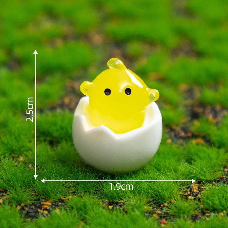 Tiểu cảnh gà & thỏ vỏ trứng phát sáng DIY, phụ kiện tiểu cảnh mini garden resin cute (ZC-1426)