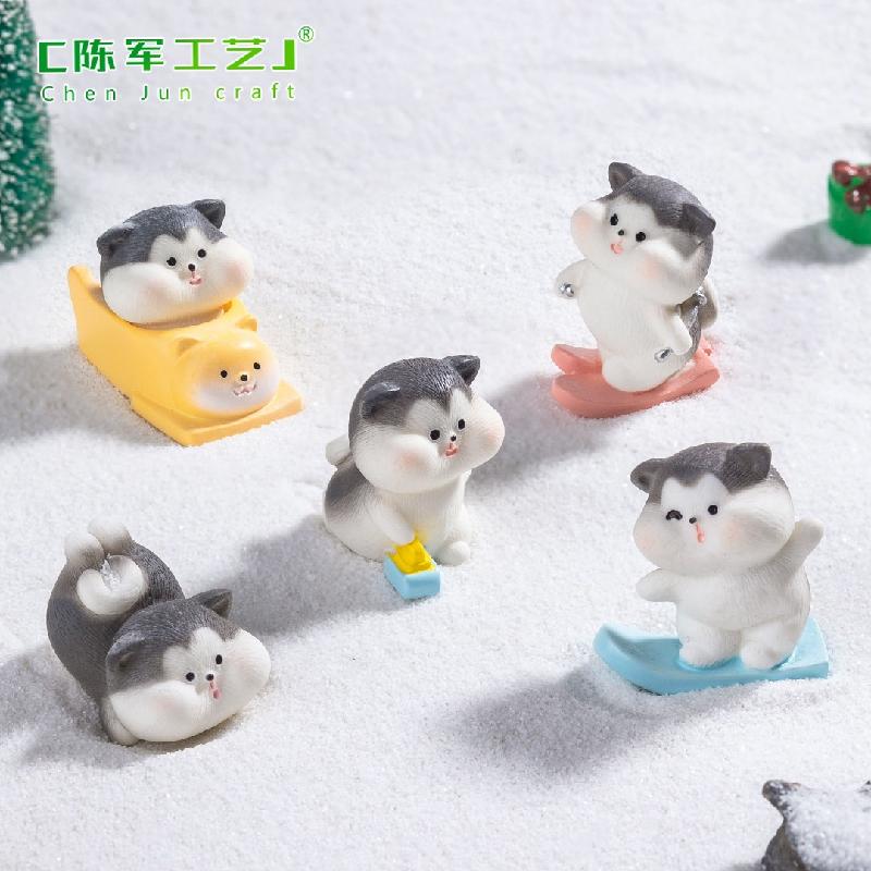 Phụ Kiện Tiểu Cảnh Mèo trượt tuyết mini trang trí cảnh tuyết (PK-714)