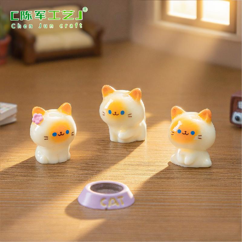 Phụ Kiện Tiểu Cảnh 微景观创意可爱小暹罗猫公仔 DIY装饰品挂配件迷你车载桌面小摆件