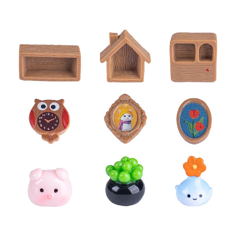 Tiểu cảnh tranh tường, chậu sen đá, nhà búp bê DIY, phụ kiện bàn resin tiểu cảnh mini (ZC-348)