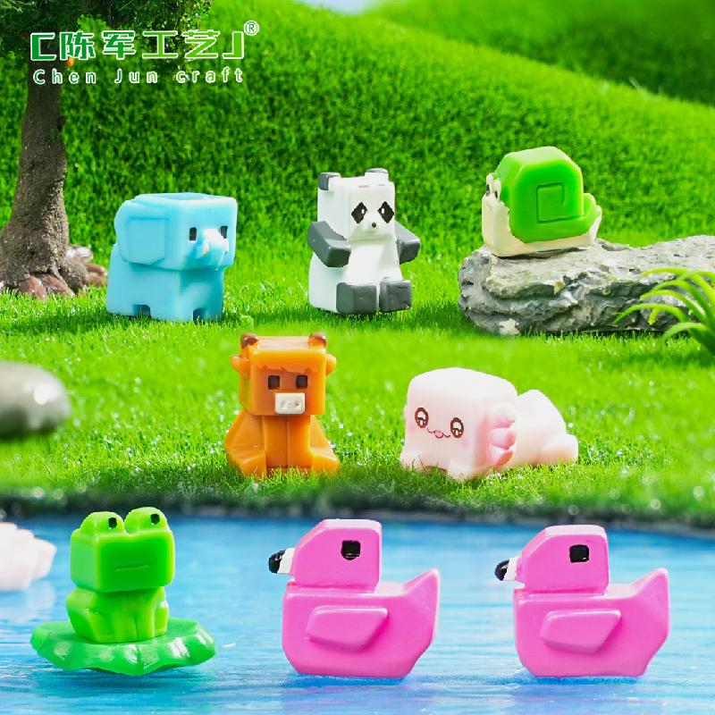 Phụ Kiện Tiểu Cảnh 跨境外贸微景观创意方块火烈鸟青蛙动物 DIY装饰品配件迷你小摆件