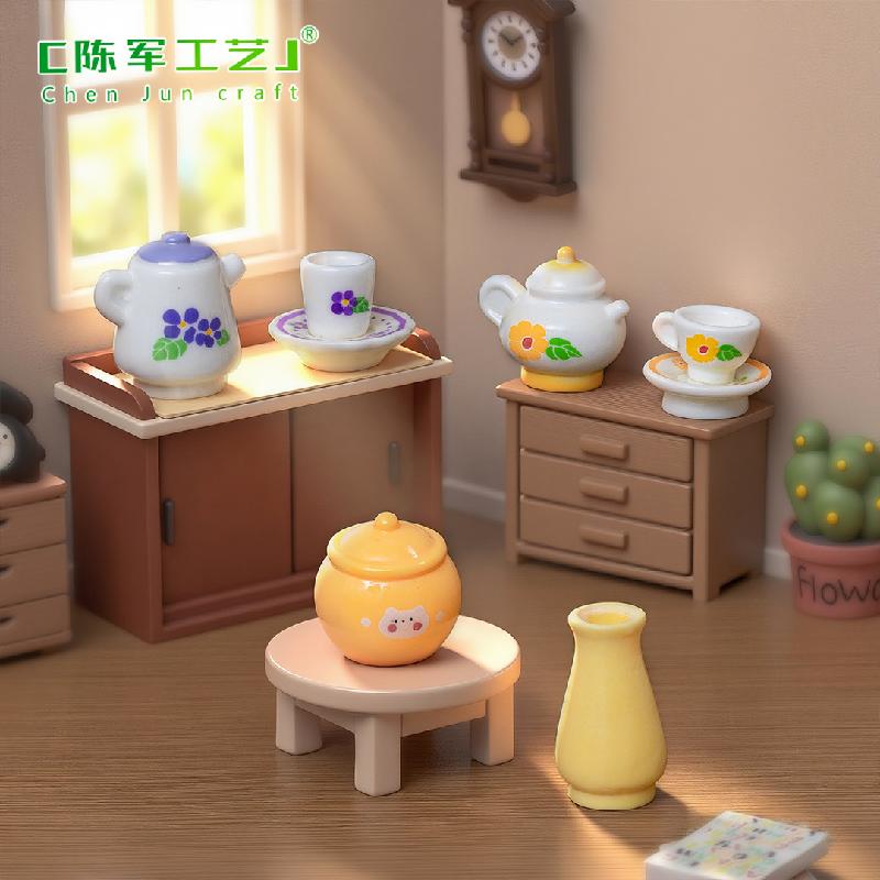 Phụ Kiện Tiểu Cảnh 微景观创意仿真小瓶子罐子盘子娃屋 DIY装饰品配件迷你桌面小摆件