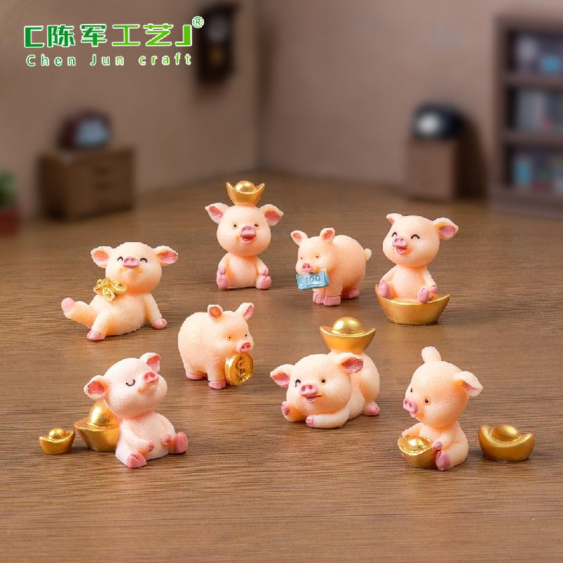 Phụ Kiện Tiểu Cảnh Tiểu cảnh heo may mắn, trang trí cây cảnh và xe hơi mini (ZC-398)