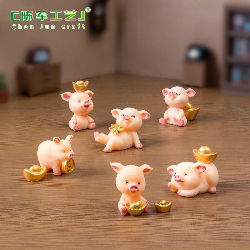 Phụ Kiện Tiểu Cảnh Tiểu cảnh heo may mắn, trang trí cây cảnh và xe hơi mini (ZC-398)
