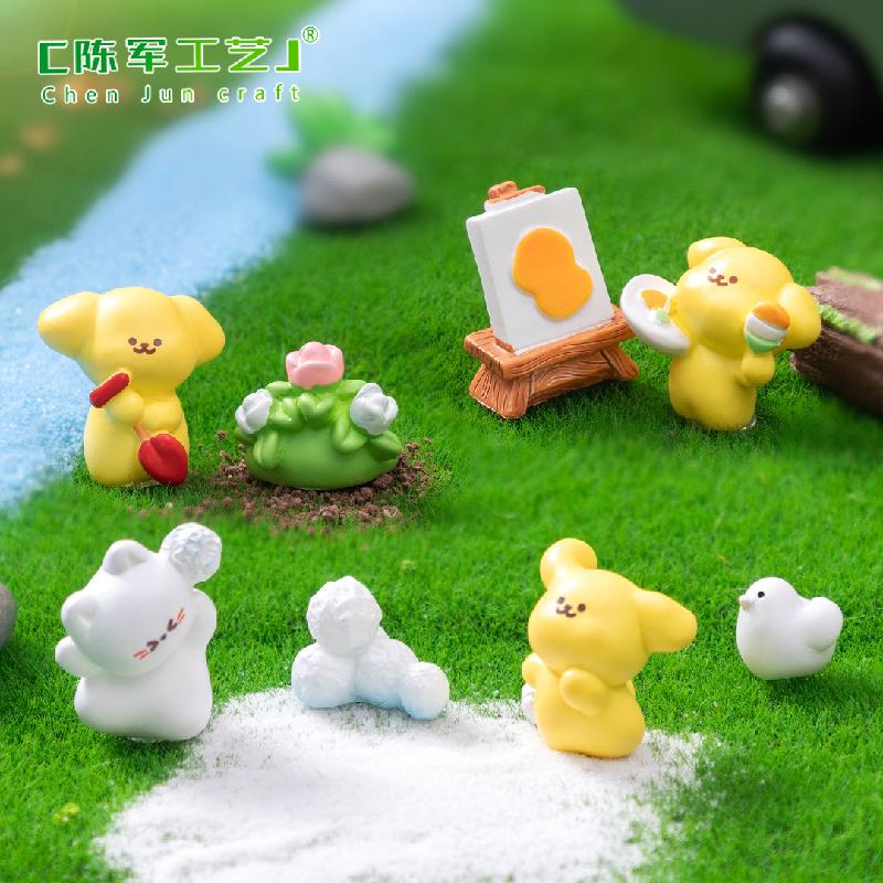 Phụ Kiện Tiểu Cảnh 微景观创意春游小狗公仔园艺造景 DIY装饰品挂配件迷你桌面小摆件