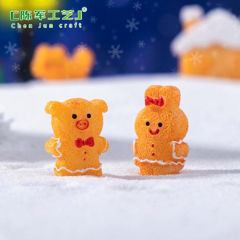 Phụ Kiện Tiểu Cảnh 微景观创意圣诞姜饼人小动物公仔 DIY装饰品挂配件迷你桌面小摆件