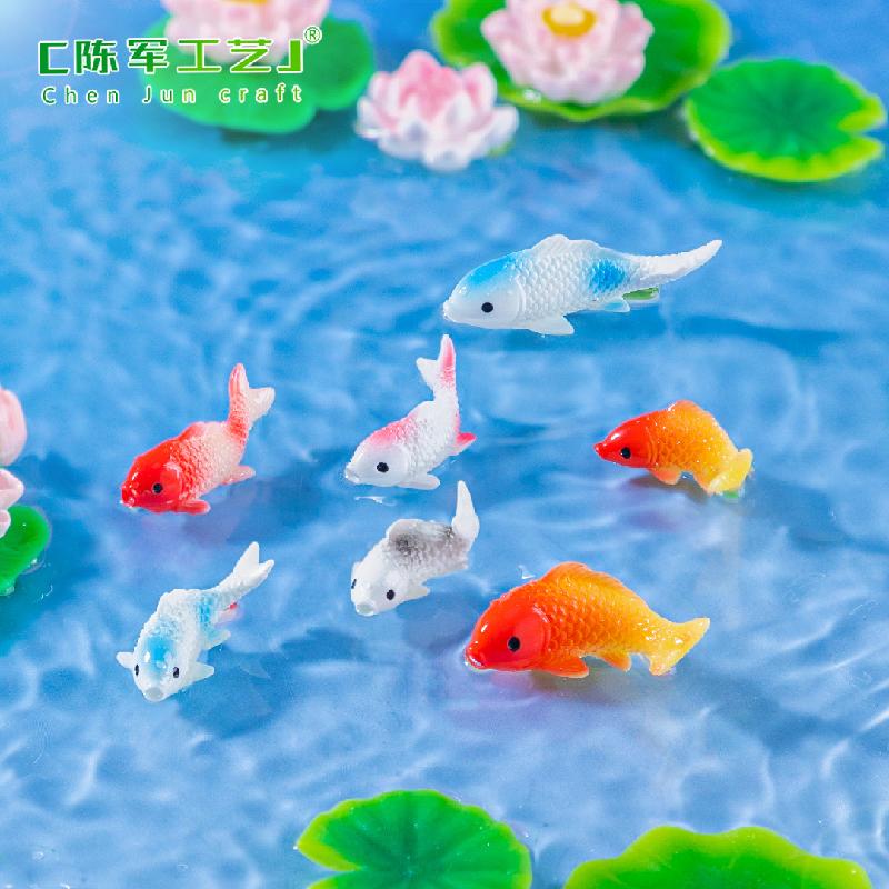 Phụ Kiện Tiểu Cảnh 微景观创意写实小锦鲤金鱼萌粒鱼缸造景 DIY装饰品配件迷你小摆件