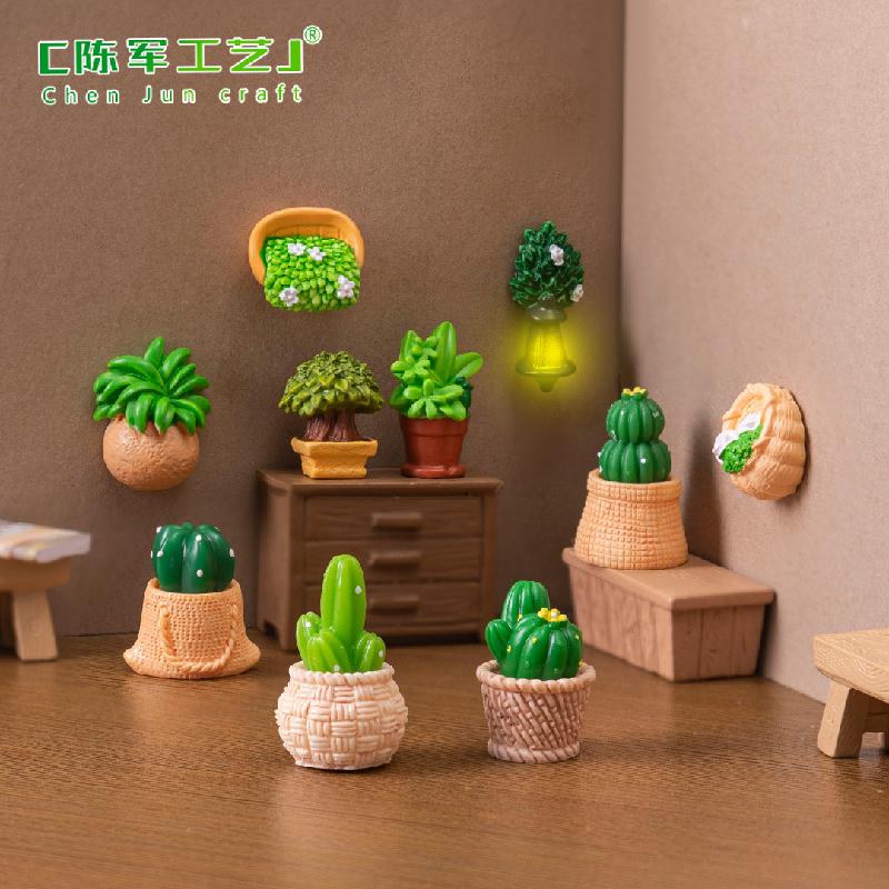 Phụ Kiện Tiểu Cảnh 微景观创意挂壁仙人掌绿植盆摘娃娃屋 DIY装饰品挂配件迷你小摆件
