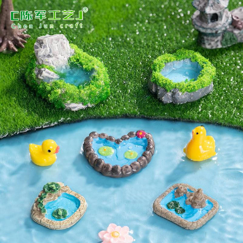 Phụ Kiện Tiểu Cảnh 苔藓微景观创意仿真水池塔楼园艺造景 DIY装饰配件微缩迷你小摆件
