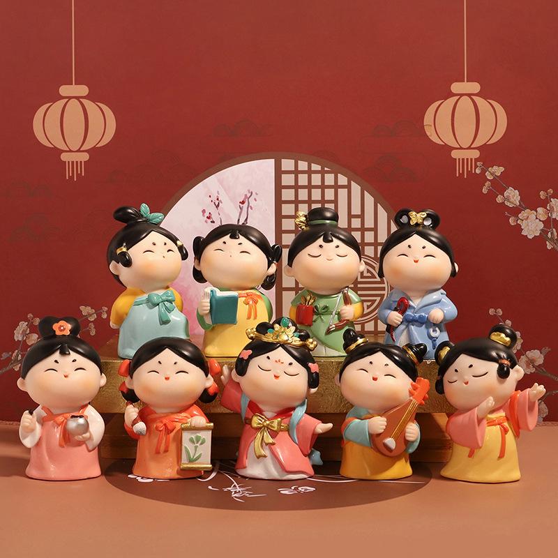 Chậu Cây Resin Mô hình mỹ nữ nhà Đường PVC, đồ chơi blind box, tượng trang trí hoạt hình và đồ sưu tầm (RG-156)