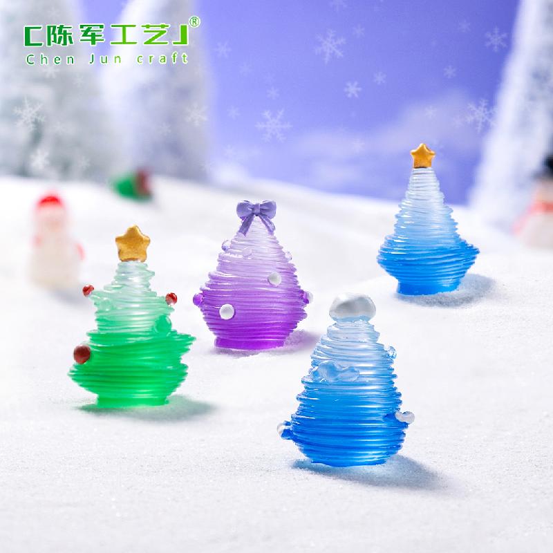 Phụ Kiện Tiểu Cảnh 跨境微景观创意夜光拉丝圣诞树雪地造景 DIY装饰品配件迷你小摆件