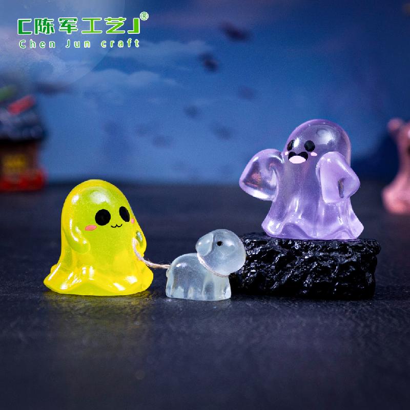 Phụ Kiện Tiểu Cảnh 跨境新品微景观创意夜光小幽灵节日造景 DIY装饰品配件迷你小摆件
