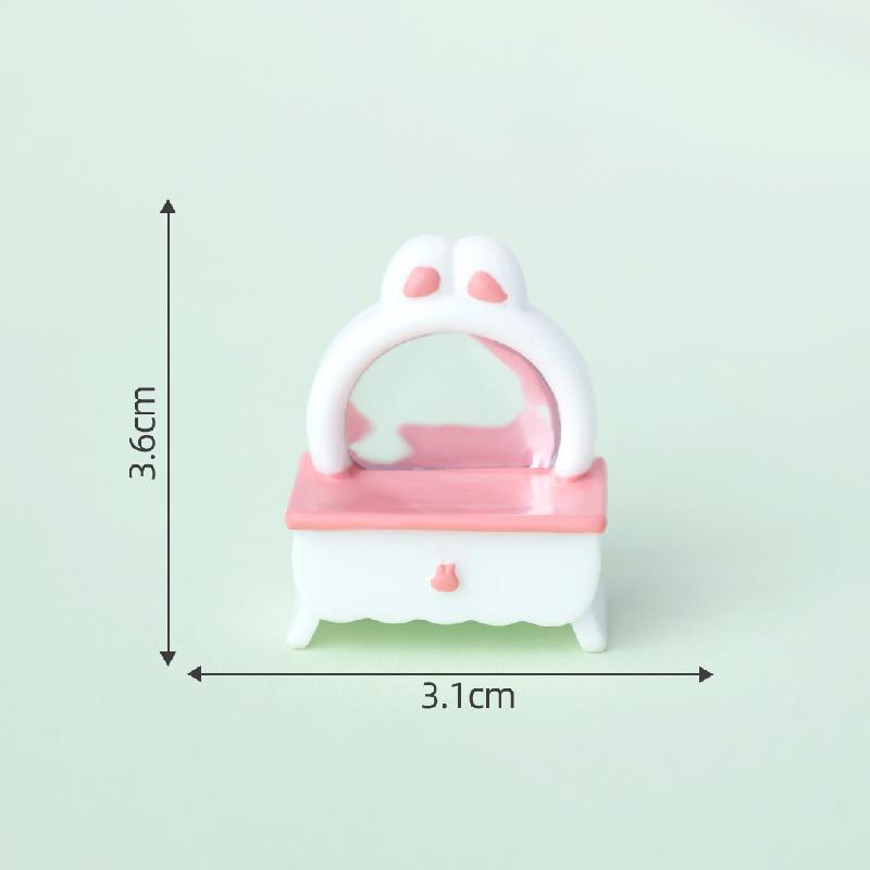 Tiểu cảnh phòng ngủ màu hồng dễ thương, búp bê DIY, phụ kiện bàn mini tiểu cảnh (ZC-170)